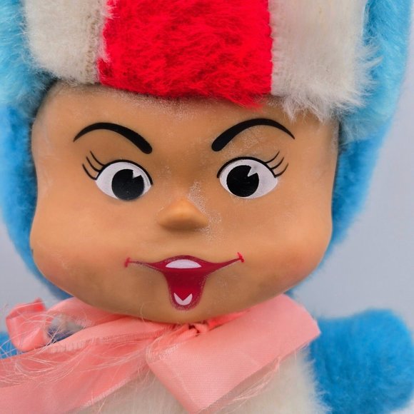 Union Gas Genie Mascot Plush Doll Light Blue Pajama Bag Vintage Pixie Wings Rubb - Picture 3 of 12